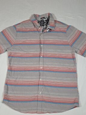 Volcom Stone Striped Short Sleeve Shirt Size XL